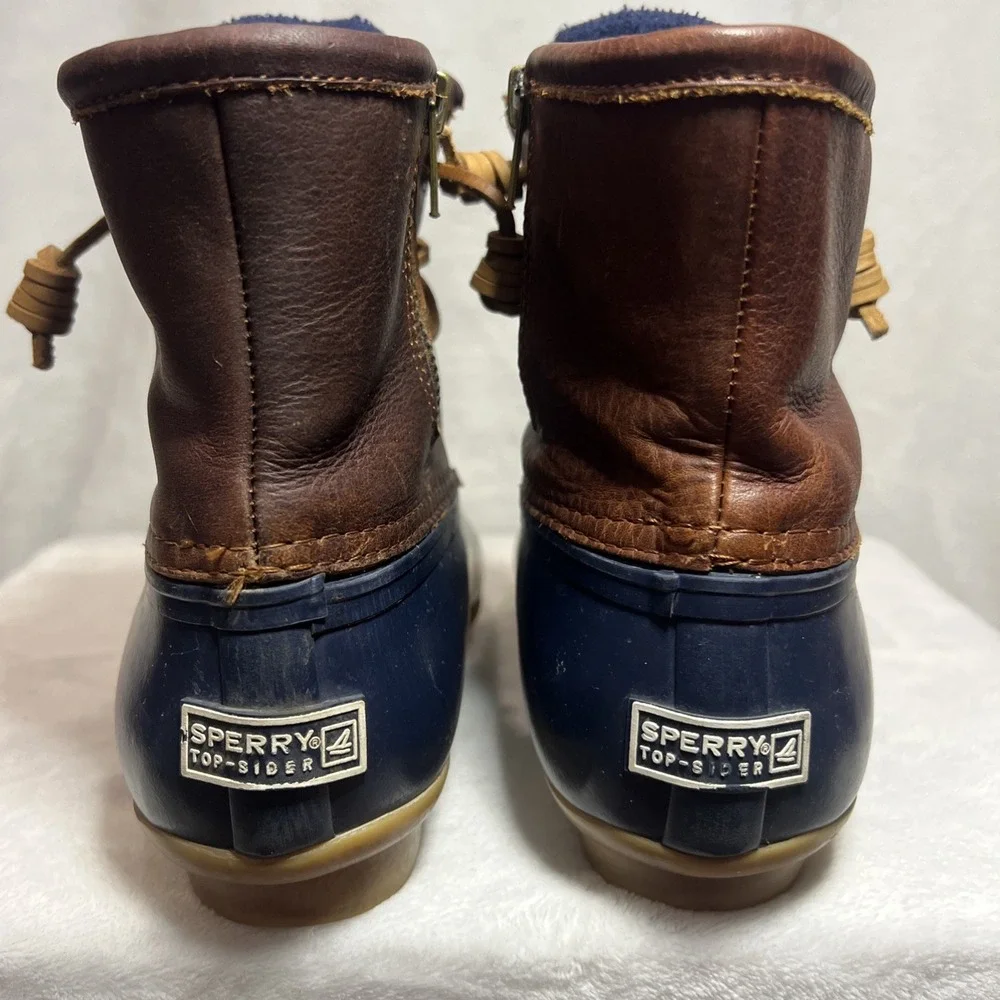 Sperry Top-Sider Saltwater Duck Boots Women's Size 8 Brown Navy Waterproof